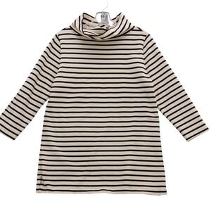 Lands' End Striped Tunic Top Women's Medium‎ 3/4 Sleeve Turtleneck Knit